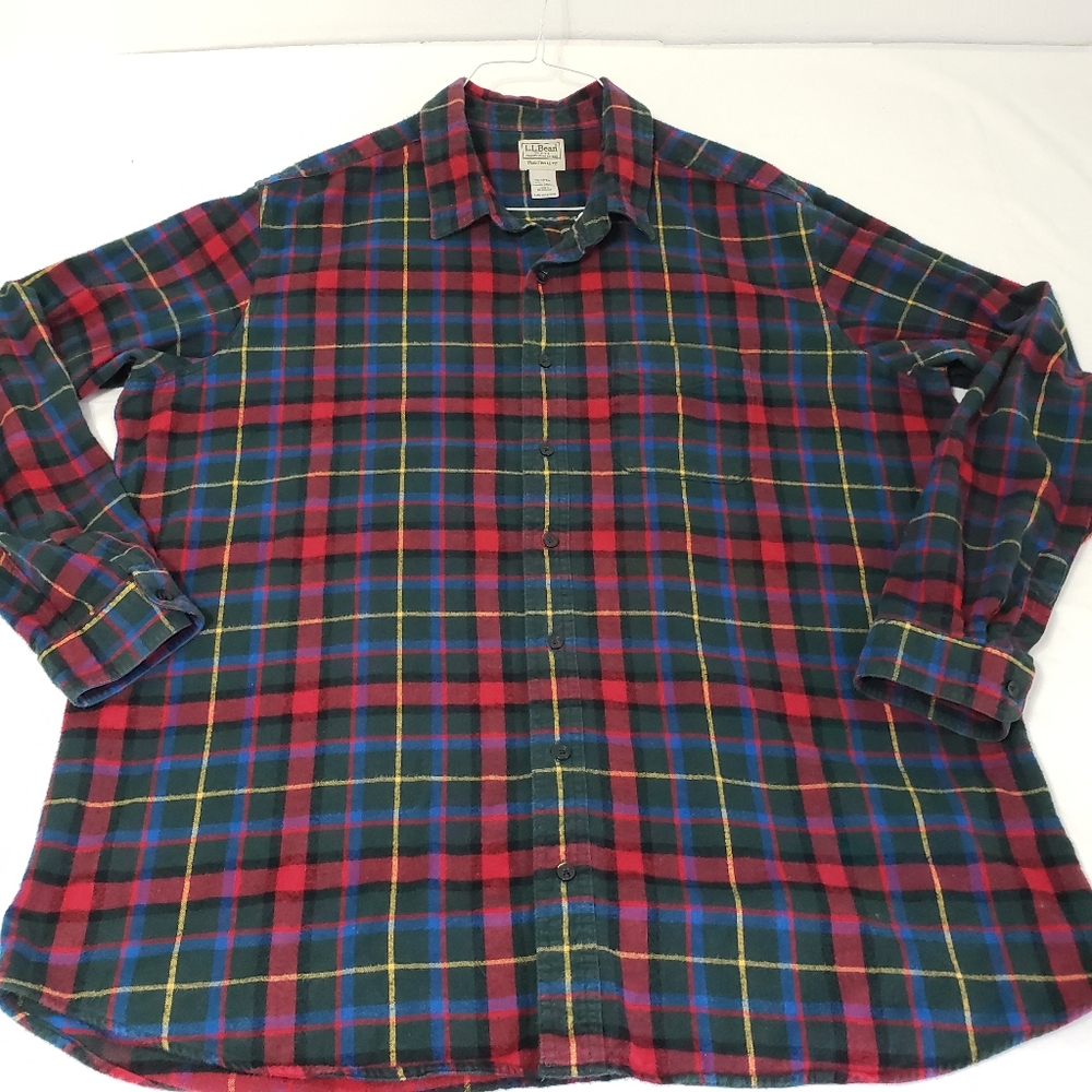 L.L. Bean Red & Blue Wallace Plaid Casual Button Down Shirt 2xlt Item ID 238066